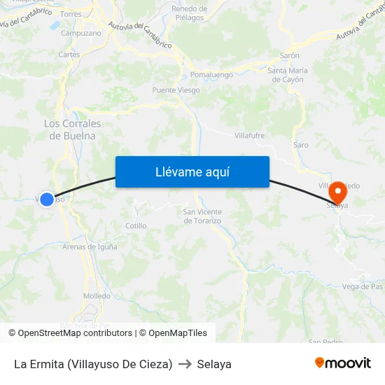 La Ermita (Villayuso De Cieza) to Selaya map