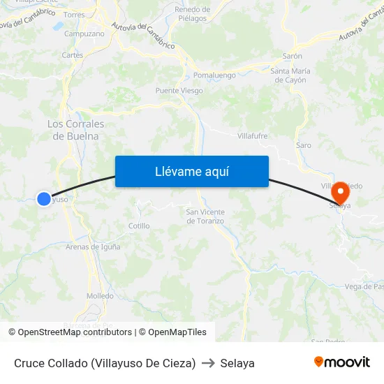 Cruce Collado (Villayuso De Cieza) to Selaya map