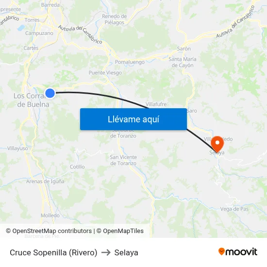Cruce Sopenilla (Rivero) to Selaya map
