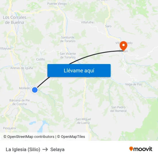 La Iglesia (Silio) to Selaya map