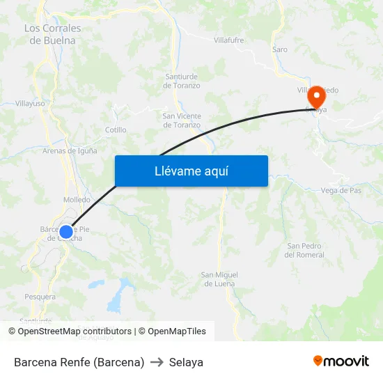 Barcena Renfe (Barcena) to Selaya map