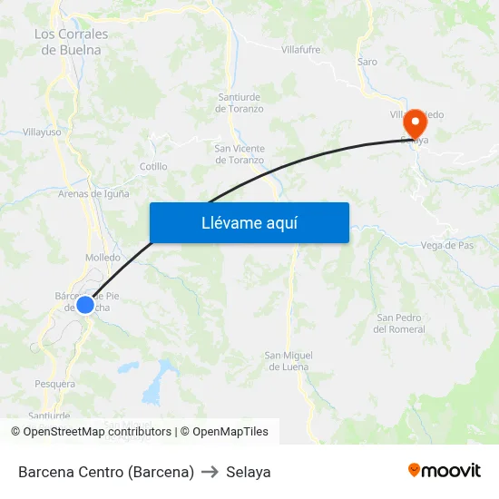 Barcena Centro (Barcena) to Selaya map