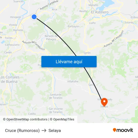 Cruce (Rumoroso) to Selaya map