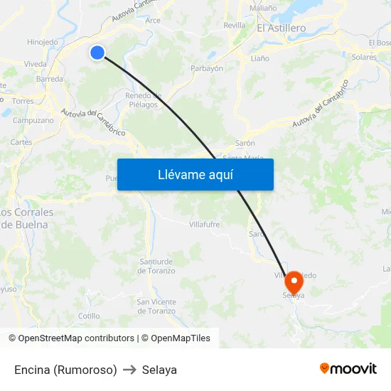 Encina (Rumoroso) to Selaya map