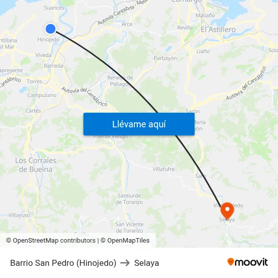 Barrio San Pedro (Hinojedo) to Selaya map