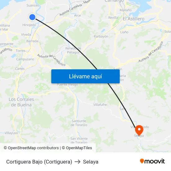 Cortiguera Bajo (Cortiguera) to Selaya map