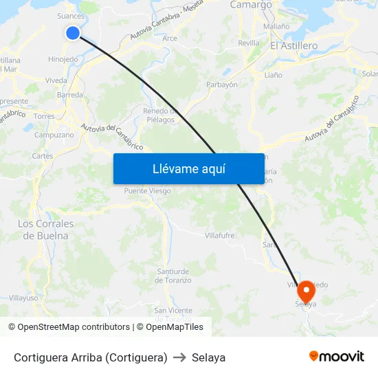Cortiguera Arriba (Cortiguera) to Selaya map