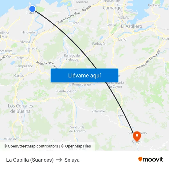 La Capilla (Suances) to Selaya map