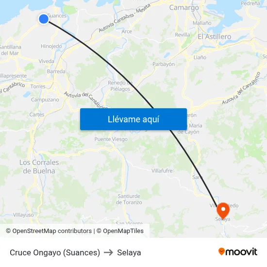 Cruce Ongayo (Suances) to Selaya map