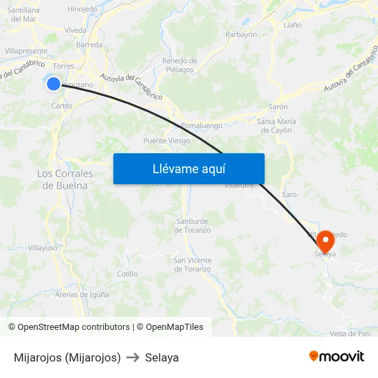 Mijarojos (Mijarojos) to Selaya map