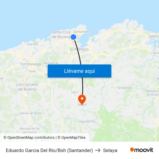 Eduardo Garcia Del Rio/Bsh (Santander) to Selaya map