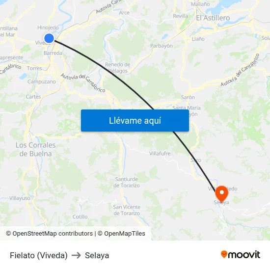 Fielato (Viveda) to Selaya map