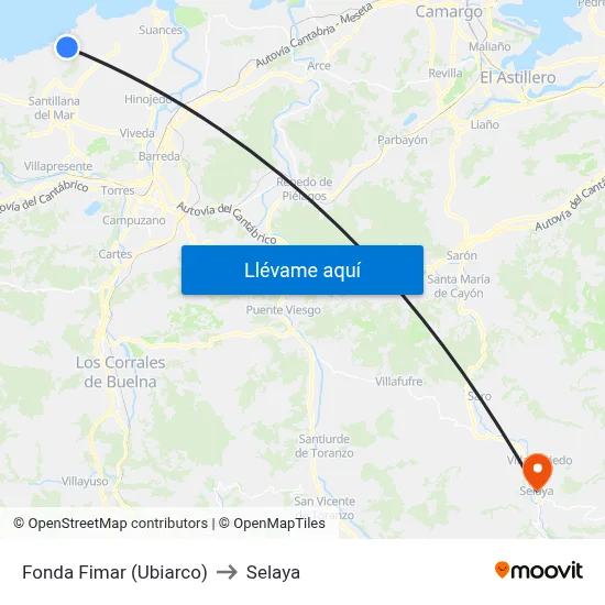 Fonda Fimar (Ubiarco) to Selaya map