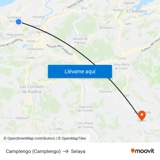 Camplengo (Camplengo) to Selaya map