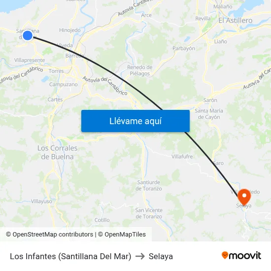 Los Infantes (Santillana Del Mar) to Selaya map