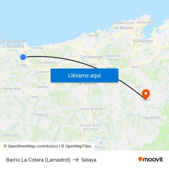 Barrio La Cotera (Lamadrid) to Selaya map