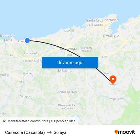 Casasola (Casasola) to Selaya map