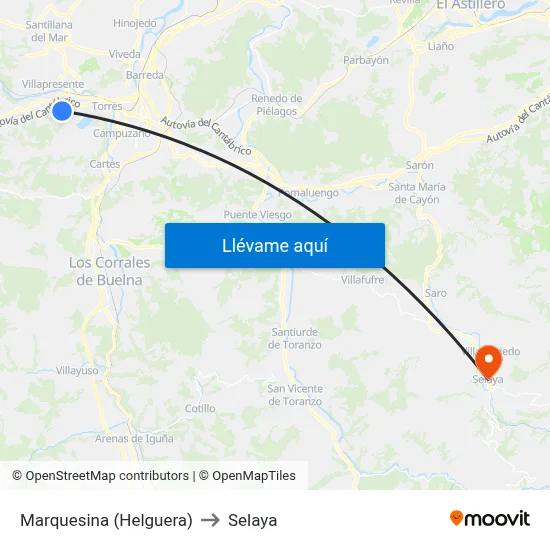 Marquesina (Helguera) to Selaya map