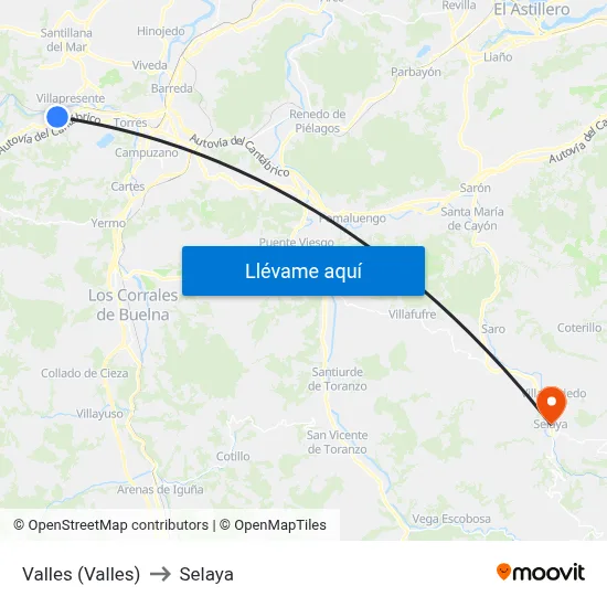 Valles (Valles) to Selaya map