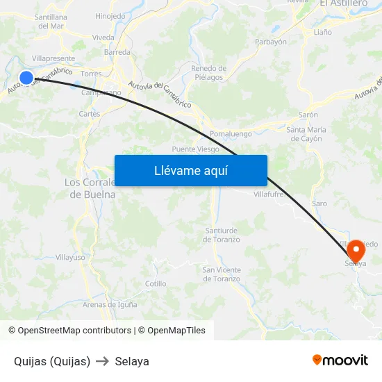 Quijas (Quijas) to Selaya map