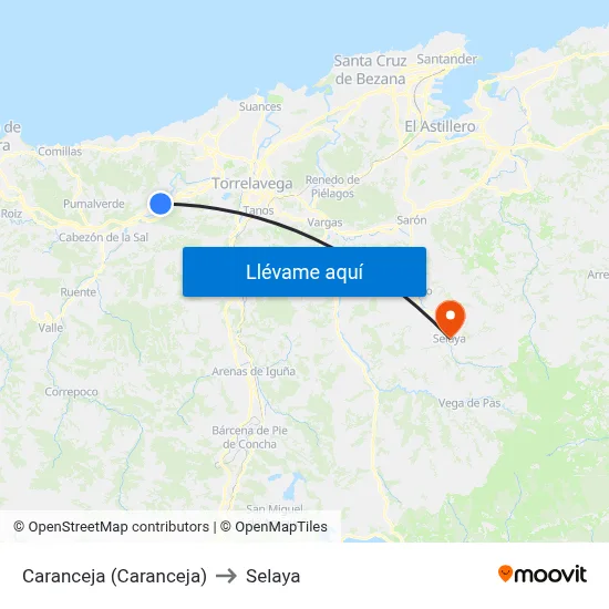 Caranceja (Caranceja) to Selaya map
