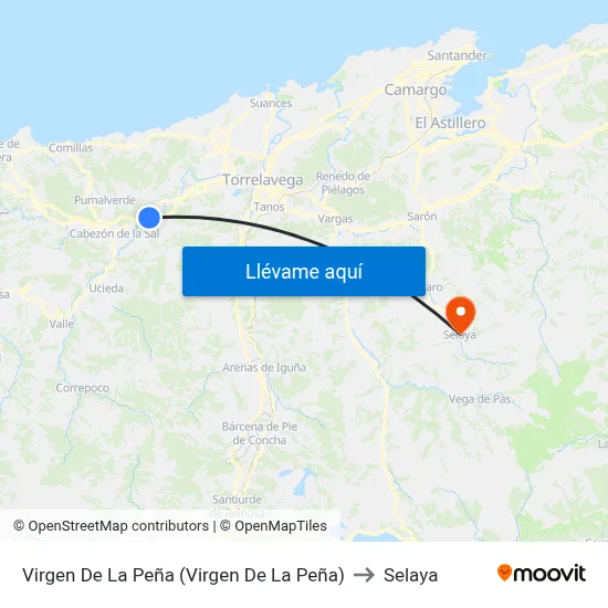 Virgen De La Peña (Virgen De  La Peña) to Selaya map