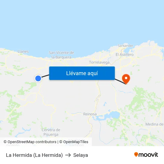 La Hermida (La Hermida) to Selaya map