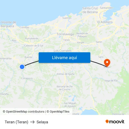 Teran (Teran) to Selaya map