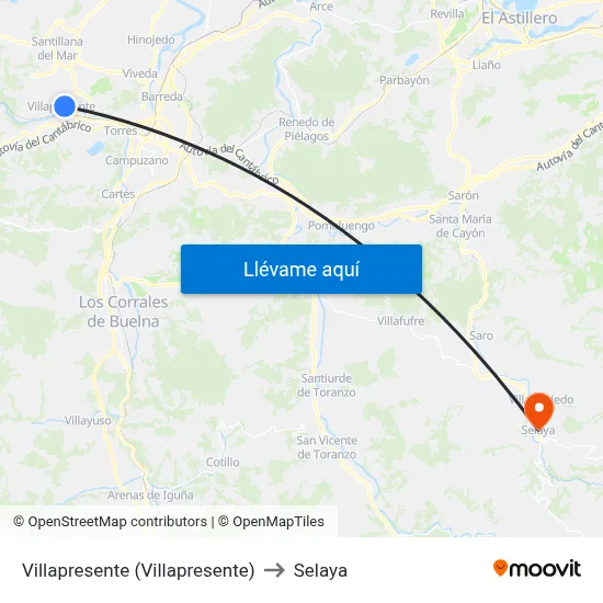 Villapresente (Villapresente) to Selaya map