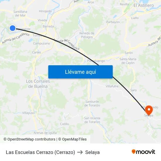 Las Escuelas Cerrazo (Cerrazo) to Selaya map