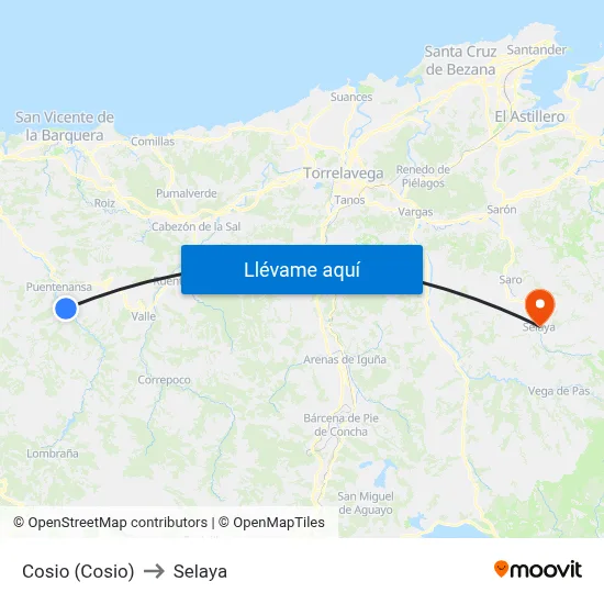 Cosio (Cosio) to Selaya map