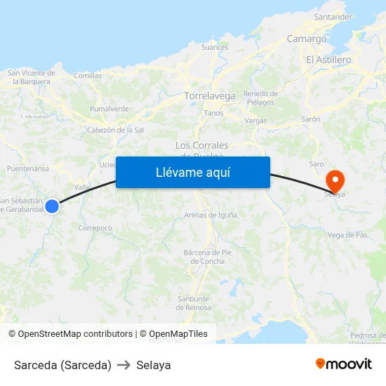 Sarceda (Sarceda) to Selaya map