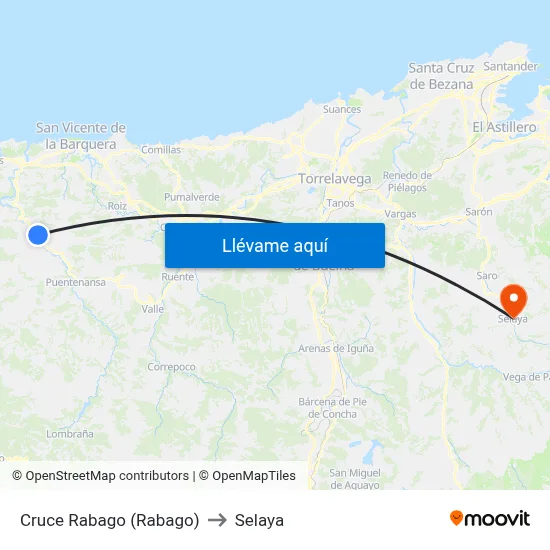 Cruce Rabago (Rabago) to Selaya map