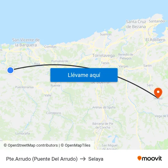Pte.Arrudo (Puente Del Arrudo) to Selaya map