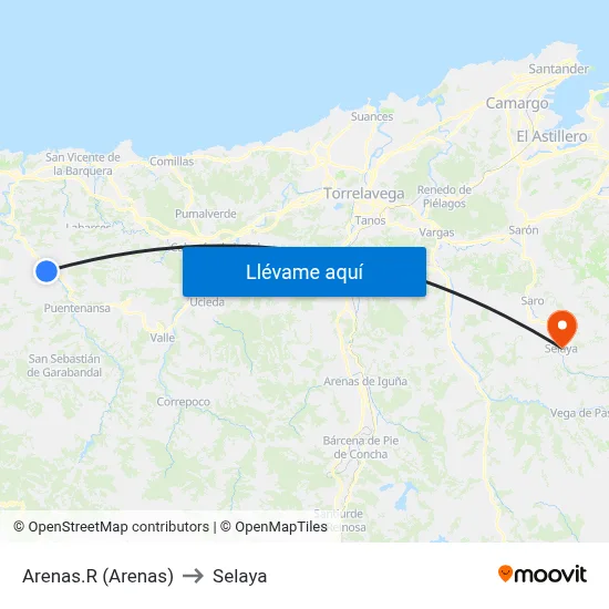 Arenas.R (Arenas) to Selaya map