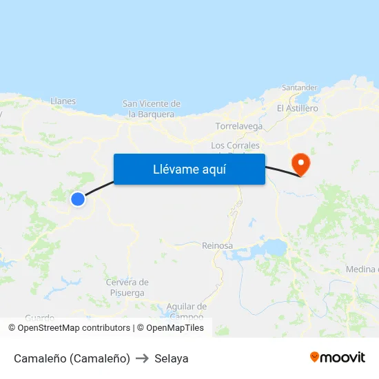 Camaleño (Camaleño) to Selaya map