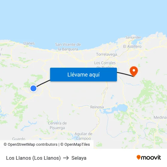 Los Llanos (Los Llanos) to Selaya map