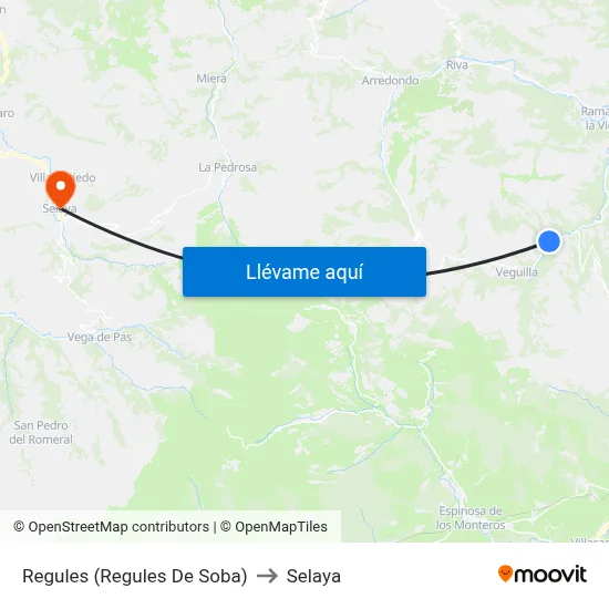 Regules (Regules De Soba) to Selaya map
