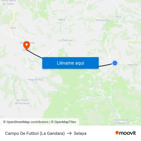 Campo De Futbol (La Gandara) to Selaya map