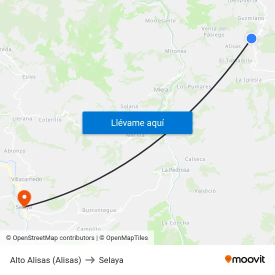 Alto Alisas (Alisas) to Selaya map