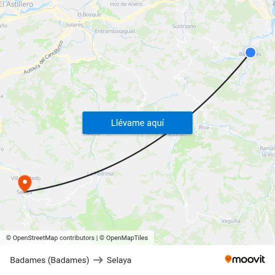 Badames (Badames) to Selaya map