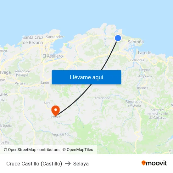 Cruce Castillo (Castillo) to Selaya map