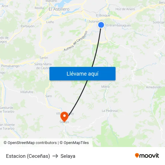 Estacion (Ceceñas) to Selaya map