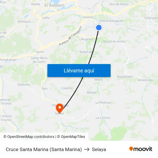 Cruce Santa Marina (Santa Marina) to Selaya map