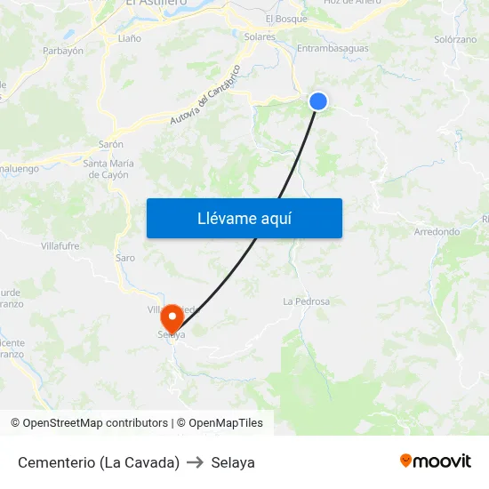 Cementerio (La Cavada) to Selaya map