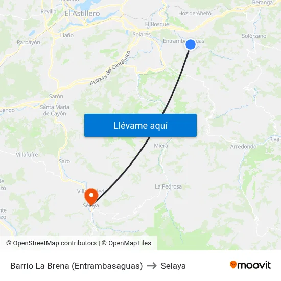 Barrio La Brena (Entrambasaguas) to Selaya map