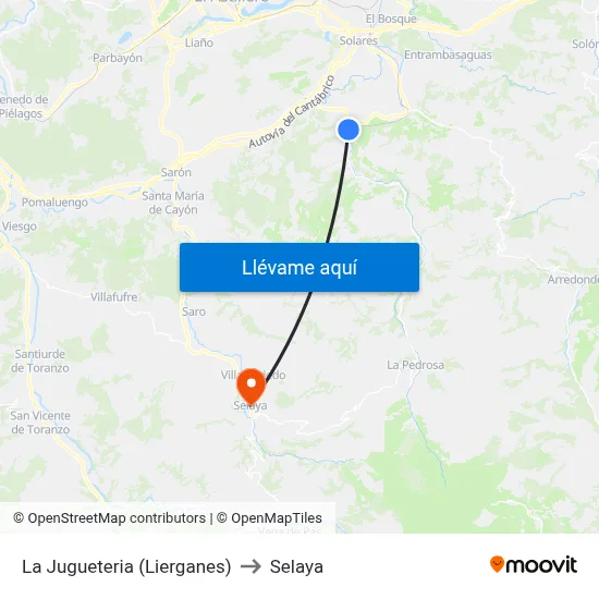 La Jugueteria (Lierganes) to Selaya map