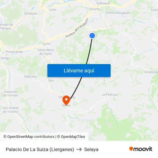 Palacio De La Suiza (Lierganes) to Selaya map