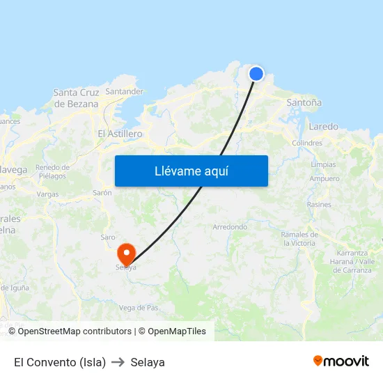 El Convento (Isla) to Selaya map