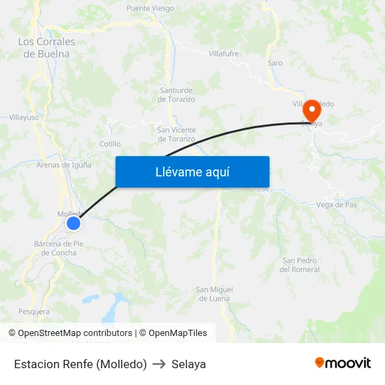 Estacion Renfe (Molledo) to Selaya map